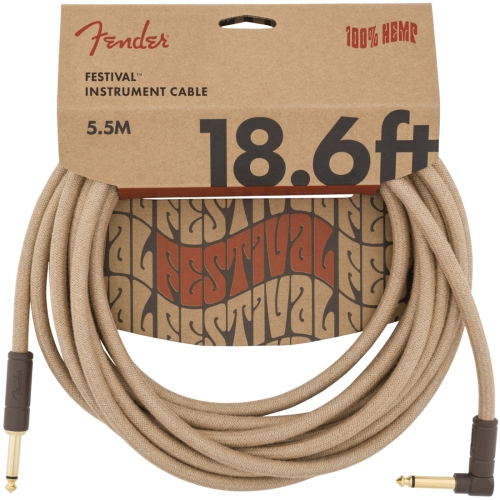 Fender Festival Hemp Instrument Cable - Straight / Angled 18.6' Natural