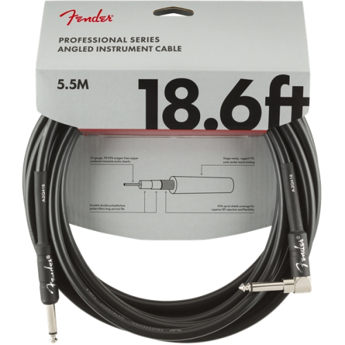 Fender Professional Series Instrument Cable - Straight / Angle 18.6' Black