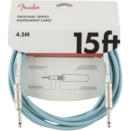 Fender Original Series Instrument Cable - Straight / Straight 15' Daphne Blue