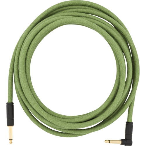 Fender Festival Hemp Instrument Cable - Straight / Angled 18.6' Green