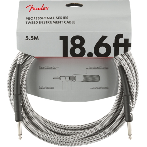 Fender Professional Series Instrument Cable - Straight / Straight 18.6' White Tweed
