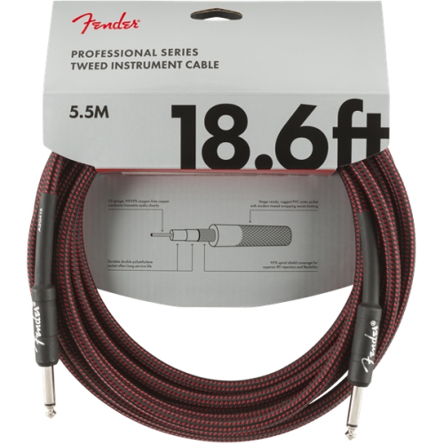 Fender Professional Series Instrument Cable - Straight / Straight 18.6' Red Tweed
