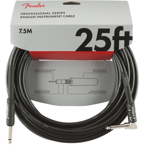 Fender Professional Series Instrument Cable - Straight / Angle 25' Black