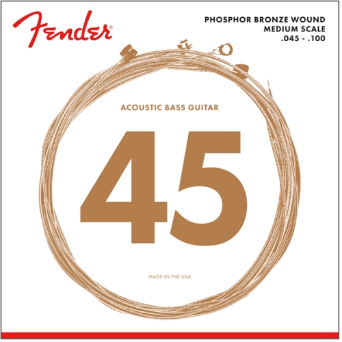 Cordes de guitare basse acoustique 7060 Bronze phosphoreux de Fender - Bobine 45-100 en bronze phosphoreux moyen