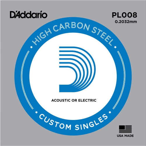 Corde de guitare simple en acier simple d'Addario - .008 lb