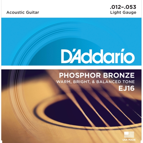 D'ADDARIO  Ej16 Phosphor Bronze Light Acoustic Guitar Strings - 12-53 Light Some of the best guitars use these from the factor