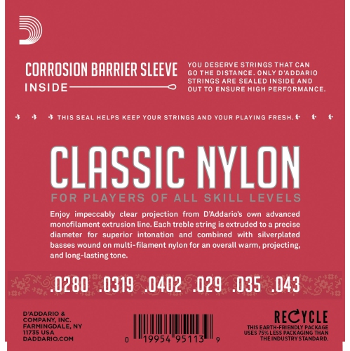D'Addario EJ27N Classic Nylon Guitar Strings - Normal Tension