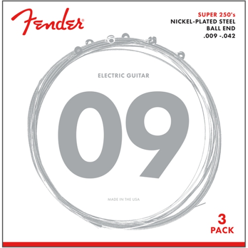 FENDER  Super 250's Nickel Plated Steel Strings - Ball End 9-42 3 Pack