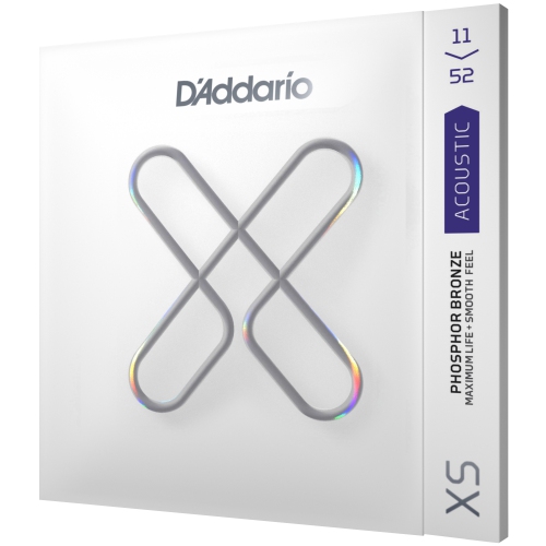 Cordes de guitare acoustique en bronze phosphoreux XS d'Addario - lumière personnalisée 11-52