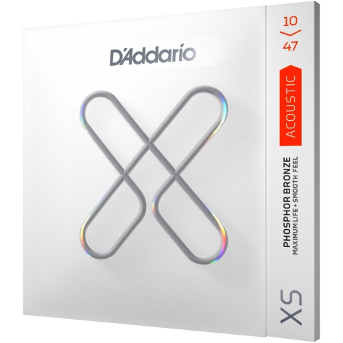 Cordes de guitare acoustique en bronze phosphoreux XS d'Addario - très léger 10-47