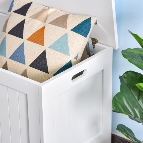 HOMCOM Storage Chest, Modern Storage Trunk with 2 Safety Hinges and Flip-Top Lid, Blanket Box for Living Room, White