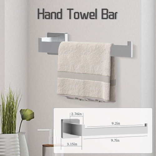 7 Pieces Square Brushed Nickel Bathroom Hardware Set, Includes 23.6" Towel Bar, Hand Towel Holder, Toilet Paper Holder, 4 Towel Hook, Stainless