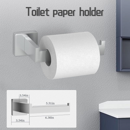 7 Pieces Square Brushed Nickel Bathroom Hardware Set, Includes 23.6" Towel Bar, Hand Towel Holder, Toilet Paper Holder, 4 Towel Hook, Stainless