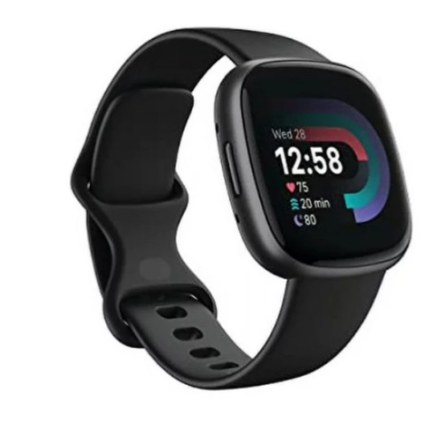 REFURBISHED GOOD-Fitbit Versa 4 Smartwatch with Fitbit Premium & Heart Rate Monitor - Black
