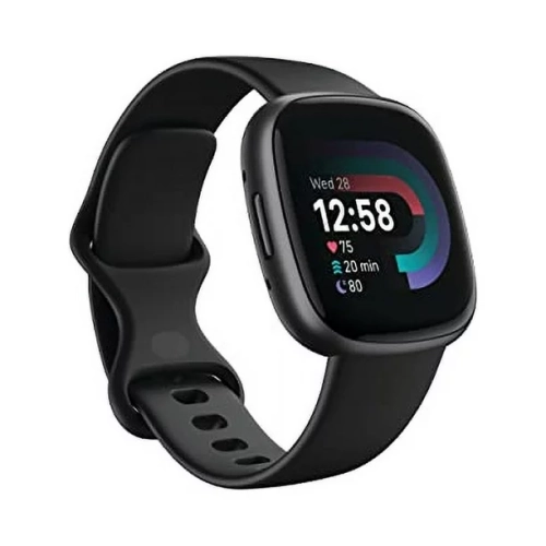 REFURBISHED GOOD-Fitbit Versa 4 Smartwatch with Fitbit Premium & Heart Rate Monitor - Black