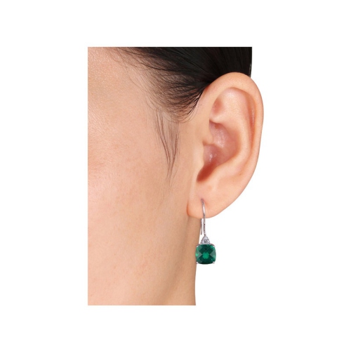 5.40 Carat Lab-Created Emerald Earrings in 10K White Gold