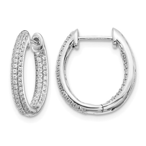 GEM AND HARMONY  3/5 Carat (Ctw) Diamond In-Out Hoop Earrings In 14K Gold In White