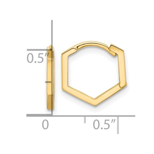 14K Yellow Gold Polished Geometric Hoop Earrings