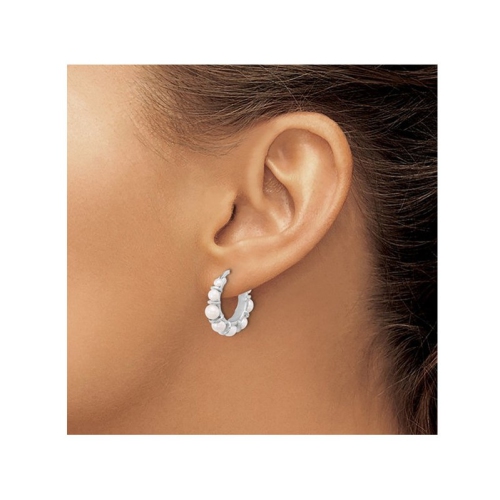 White Freshwater Cultured Pearl Hoop Earrings in Sterling Silver