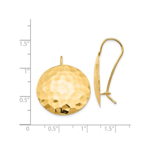 14K Yellow Gold Hammered Circle Earrings