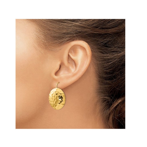 14K Yellow Gold Hammered Circle Earrings