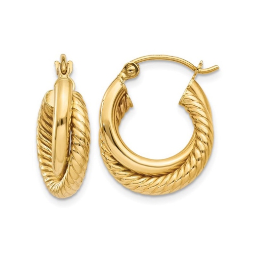GEM AND HARMONY  14K Yello Twisted Double Hoop Earrings In Gold