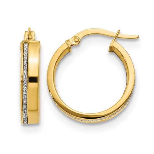 GEM AND HARMONY  14K Gold Glimmer Infused Hoop Earrings In Yellow