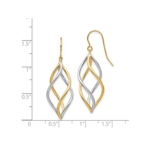 14K Yellow Gold Dangle Twist Dangle Earrings