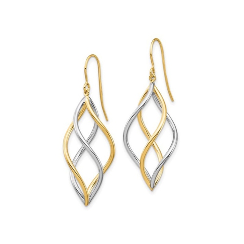 14K Yellow Gold Dangle Twist Dangle Earrings