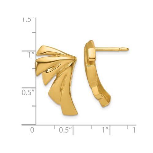 14K Yellow Gold Fanned Post Button Earrings