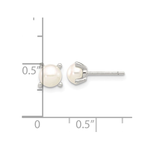 Sterling Silver Freshwater Cultured White Pearl 5mm Solitaire Stud Earrings