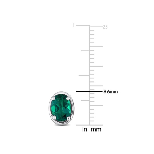 1.40 Carat Lab-Created Emerald Oval Stud Earrings in Sterling Silver