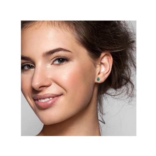 1.40 Carat Lab-Created Emerald Oval Stud Earrings in Sterling Silver