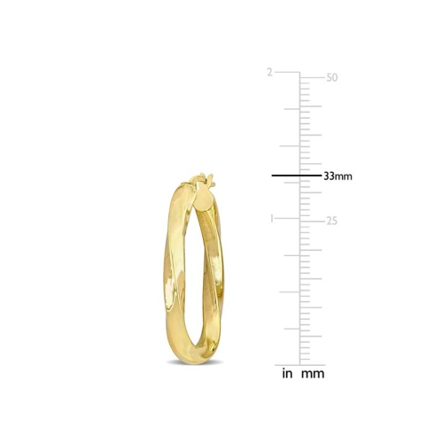 Yellow Sterling Silver Polished Oval Twist Hoop Earrings