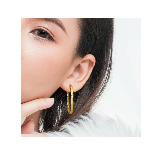 Anneaux d'oreilles torsadés ovales polis, argent sterling jaune