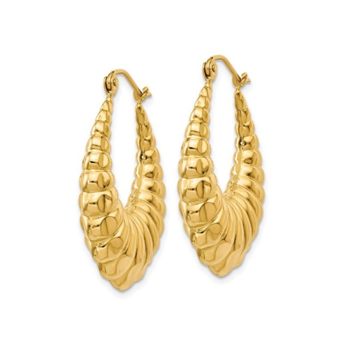 Anneaux creux festonnés, or jaune 14K K