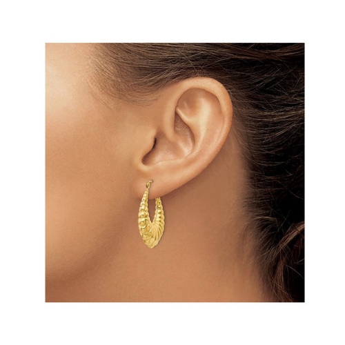 Anneaux creux festonnés, or jaune 14K K