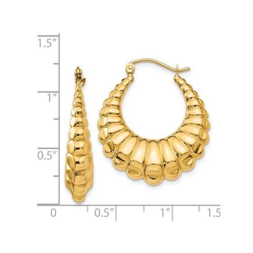 Anneaux creux festonnés, or jaune 14K K