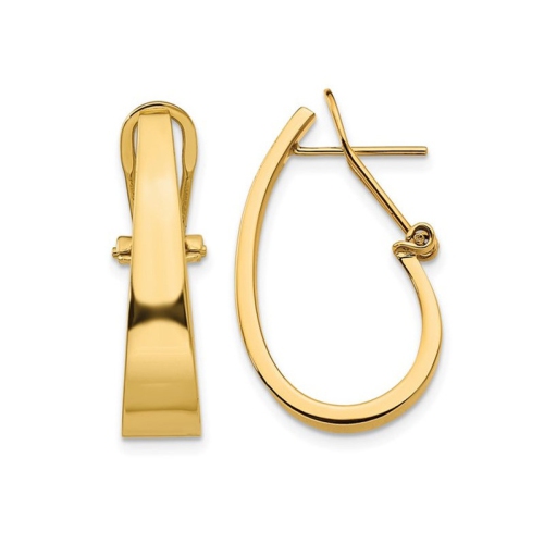 Image 1 of 4.. 14K Yellow Gold Polished J-Hoop Click-in Back Post Earrings