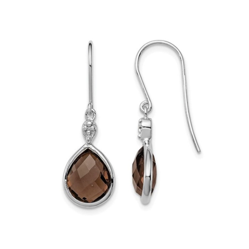 Image 1 of 4.. 9.60 Carat Smoky Quartz Dangle Earrings in Sterling Silver