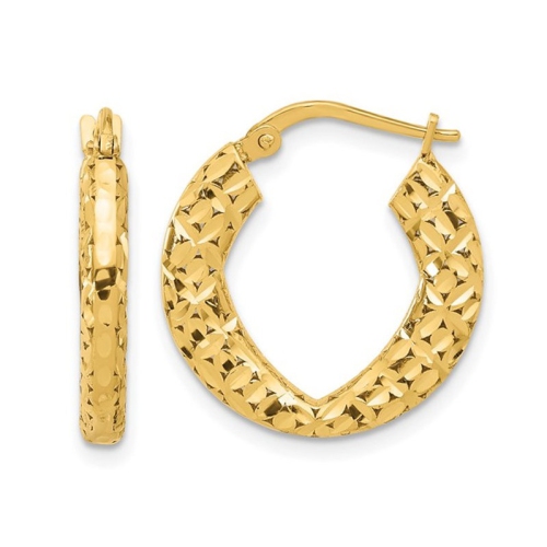 GEM AND HARMONY  14K Gold Polished And Diamond-Cut Hoop Earrings In Yellow