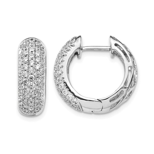 Image 1 of 4.. 1.925 Carat Diamond Huggie Hoop Earrings in 14K White Gold