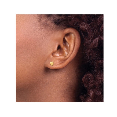 Small 14K Yellow Gold Heart Post Earrings with Screwbacks