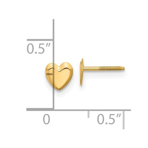 Small 14K Yellow Gold Heart Post Earrings with Screwbacks