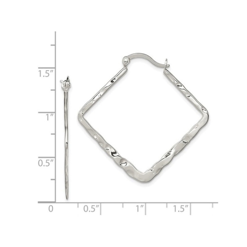 Anneaux d'oreilles carrés martelés en argent sterling