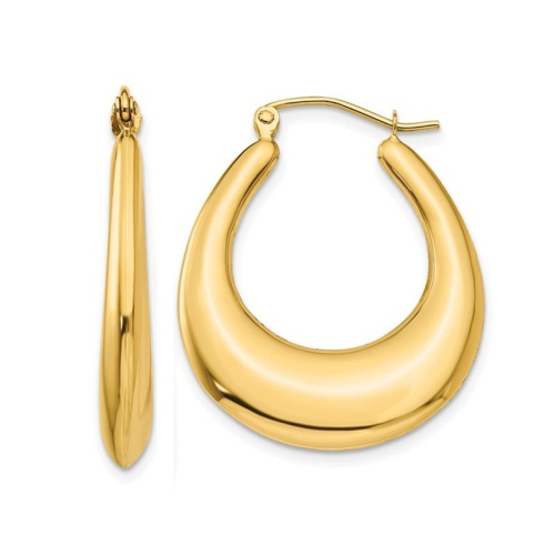 GEM AND HARMONY  14K Gold Polished Hoop Earrings In Yellow