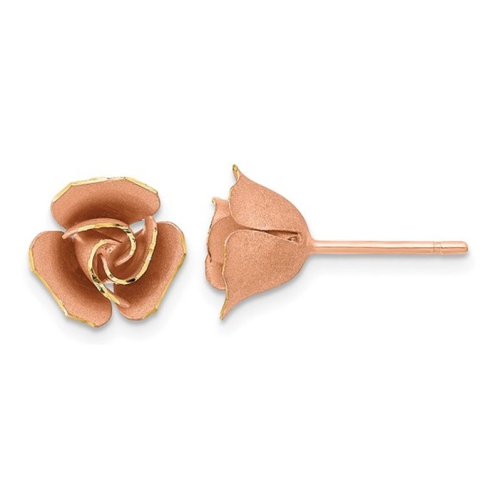 Image 1 de 5.. Dormeuses à fleurs roses en or rose 14K carats