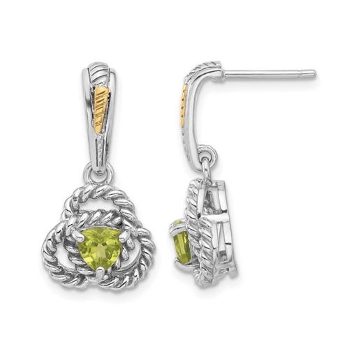 Image 1 de 4.. Boucles d'oreilles pendantes en argent sterling avec péridot de 1,09&nbsp;carat