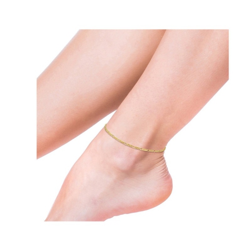 Chaîne de cheville Figaro en argent sterling plaqué jaune