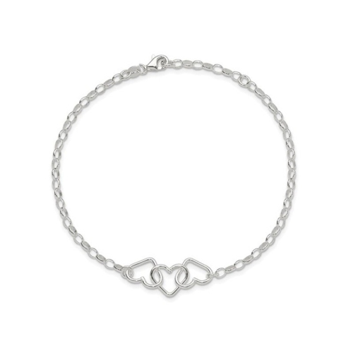 Chaîne de cheville en argent sterling à maille en coeur